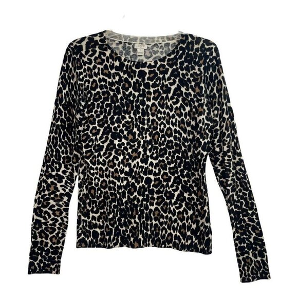 J. Crew Leopard Print Women’s Small Light Knit Pullover Sweater - Picture 1 of 3